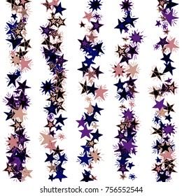 Doodle Background with Stars. White and Starry Stripes in Simple Style. Childish Background for Print, Decoration or Card. Cute Doodle Pattern.