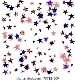 Doodle Background with Stars. White and Starry Stripes in Simple Style. Childish Background for Print, Decoration or Card. Cute Doodle Pattern.