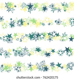 Doodle Background with Stars. White and Starry Stripes in Simple Style. Childish Background for Print, Decoration or Card. Cute Doodle Pattern.