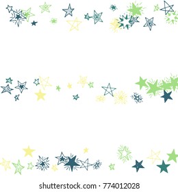 Doodle Background with Stars. White and Starry Stripes in Simple Style. Childish Background for Print, Decoration or Card. Cute Doodle Pattern.