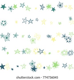 Doodle Background with Stars. White and Starry Stripes in Simple Style. Childish Background for Print, Decoration or Card. Cute Doodle Pattern.