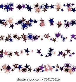 Doodle Background with Stars. White and Starry Stripes in Simple Style. Childish Background for Print, Decoration or Card. Cute Doodle Pattern.