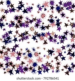 Doodle Background with Stars. White and Starry Stripes in Simple Style. Childish Background for Print, Decoration or Card. Cute Doodle Pattern.