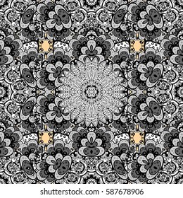 Doodle background in vector with doodles, flowers and paisley. Vector ethnic pattern can be used for wallpaper, pattern fills, coloring books and pages for kids and adults. Beige background.