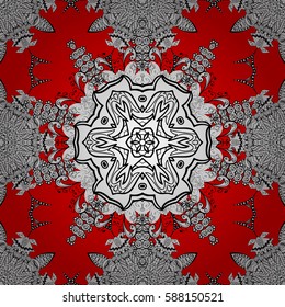 Doodle background in vector with doodles, flowers and paisley. Vector ethnic pattern can be used for wallpaper, pattern fills, coloring books and pages for kids and adults. Red background.