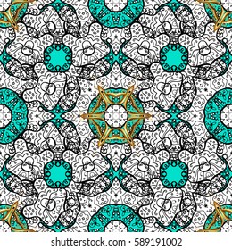 Doodle background in vector with doodles, flowers and paisley. Vector ethnic pattern can be used for wallpaper, pattern fills, coloring books and pages for kids and adults. Blue background.