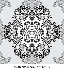 Doodle background in vector with doodles, flowers and paisley. Vector ethnic pattern can be used for wallpaper, pattern fills, coloring books and pages for kids and adults. Gray background.