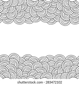 Doodle background. Vector image. Black and white illustration. Hand drawn frame.