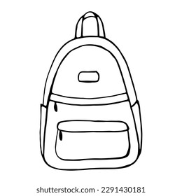 Doodle backpack. Hand drawn vector illustration. Isolated object on white background.