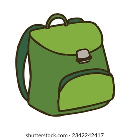 Doodle backpack icon. Colorful hand drawn bag symbol