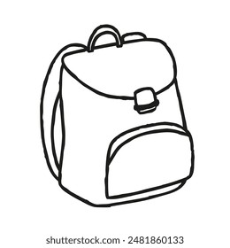 Icono de la mochila Doodle. Símbolo de bolsa dibujado a mano aislado sobre fondo blanco