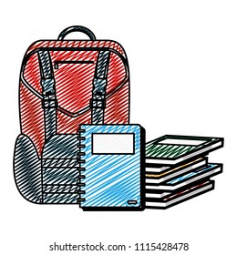 doodle backpack with notebooks and books school utensils