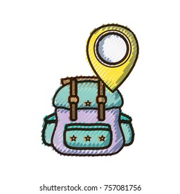 doodle backpack travel with location symbol design