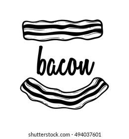 doodle bacon definido com contorno no fundo branco