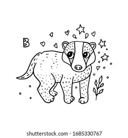 Doodle-Plakat. Tiere des Waldes. Vektorillustration für Kinder