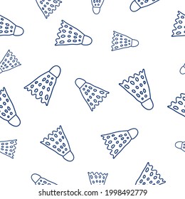 doodle badminton seamless pattern background blue line.