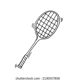 Doodle Badminton or tennis racket. Vector illustration. Isolated sport object