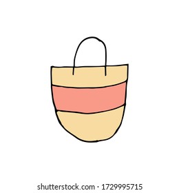 Doodle bag. hand drawn of a bag isolated on a white background. Vector illustration sticker, icon, design element