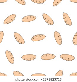 Doodle baguette seamless pattern. Suitable for backgrounds, wallpapers, fabrics, textiles, wrapping papers, printed materials, and many more.