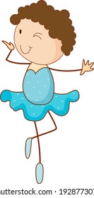 A doodle ballet dancer cartoon character isolated illustration