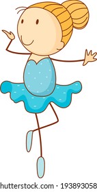 Dibujo aislado de bailarina de ballet de doodle