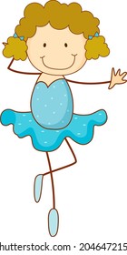 A doodle ballet dancer cartoon character isolated illustration