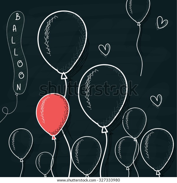 Doodle Balloons Drawn Chalk On Board Stock Vector (Royalty Free) 327333980