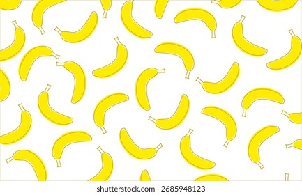 Fundo de padrão sem emenda de banana de rabiscar. Ilustração de vetor desenhada à mão