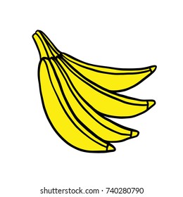 Doodle banana. Simple vector illustration on white background.
