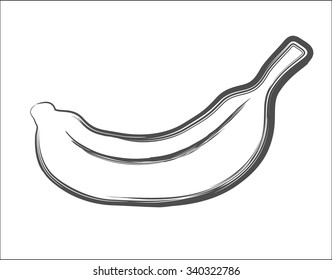doodle banana,  vector illustration