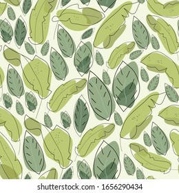 Doodle bananas leaves background vector illustration hand draw design