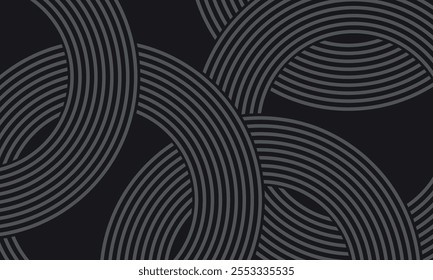 Doodle banner with black ramen pattern on white background. Wave abstract pattern