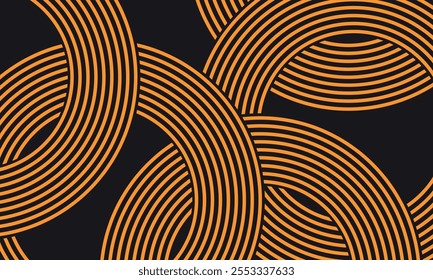 Doodle banner with black ramen pattern on white background. Wave abstract pattern