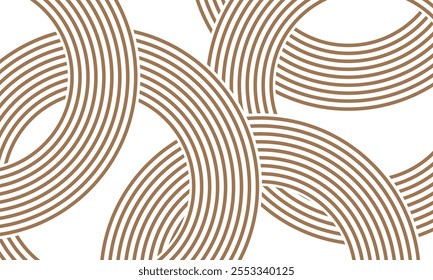 Doodle banner with brown ramen pattern on white background. Wave abstract pattern