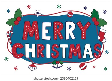 Doodle banner Christmas festive. Vector illustration for Greeting card.