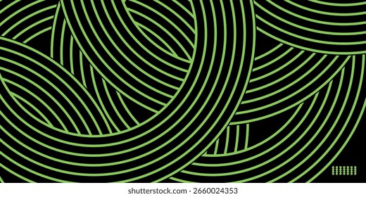 Anuncio Doodle con patrón de ramen verde sobre fondo negro. moderno eps 10.
