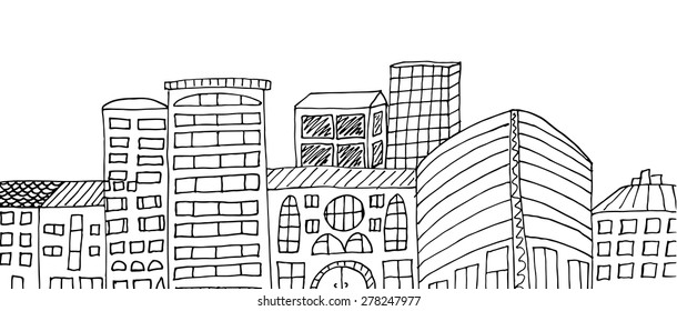 doodle banner with houses