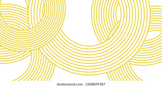 Banner de doodle com padrão de ramen amarelo sobre fundo branco. Padrão abstrato de onda.