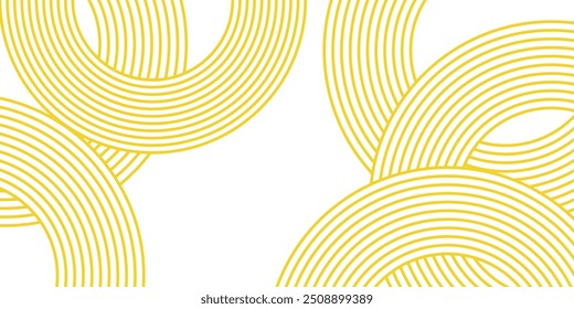 Doodle banner with yellow ramen pattern on white background. Wave abstract pattern.