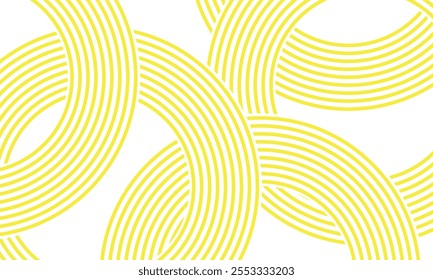 Doodle banner with yellow ramen pattern on white background. Wave abstract pattern