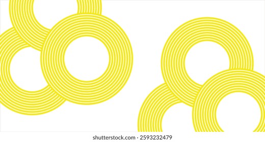 Doodle banner with yellow ramen pattern on white background. Wave abstract pattern. vector