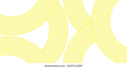 Doodle banner with yellow ramen pattern on white background. Wave abstract pattern.