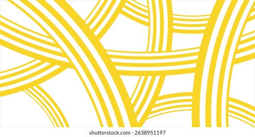 Doodle banner with yellow ramen pattern on white background. Wave abstract pattern.