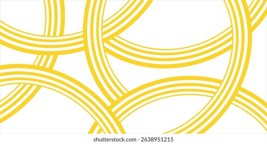 Doodle banner with yellow ramen pattern on white background. Wave abstract pattern.