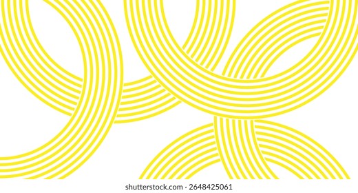 Doodle banner with yellow ramen pattern on white background. Wave abstract pattern