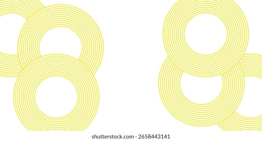 Banner de doodle com padrão de ramen amarelo sobre fundo branco. Padrão abstrato de onda. vetor