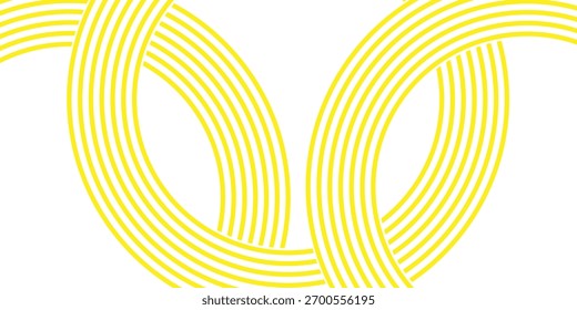 Banner de doodle com padrão de ramen amarelo sobre fundo branco. Padrão abstrato da onda
