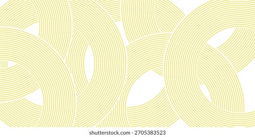 Doodle banner with yellow ramen pattern on white background. Wave abstract pattern.
