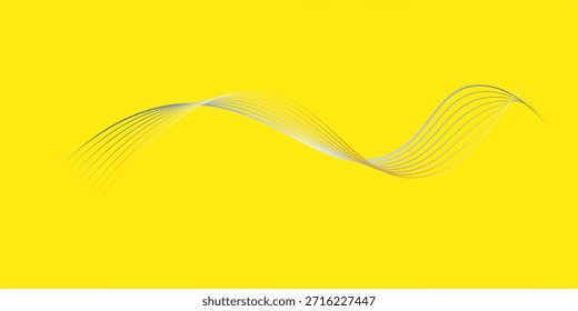 Doodle banner with yellow ramen pattern on white background. Wave abstract pattern modern