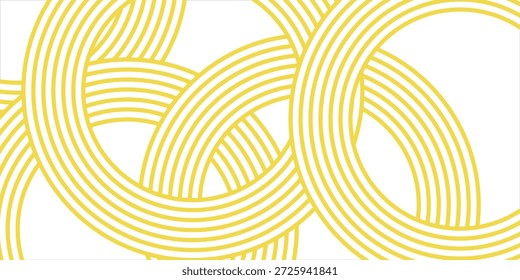 Doodle banner with yellow ramen pattern on white background. Wave abstract pattern.